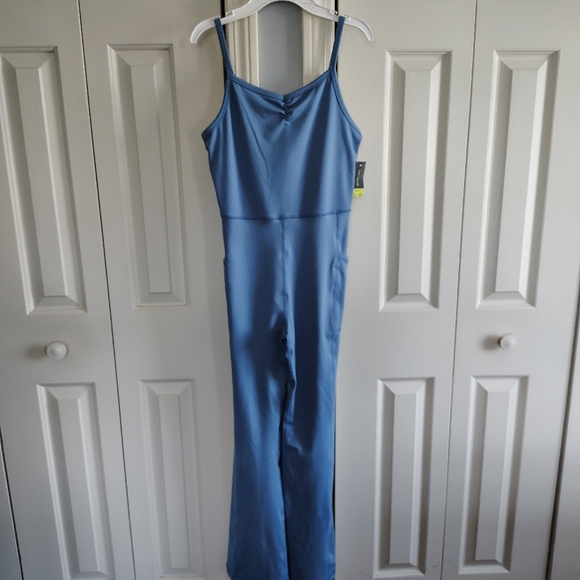 Girls Tek Gear Blue Cinch front Flare Unitard Jumpsuit XL - Picture 3 of 12